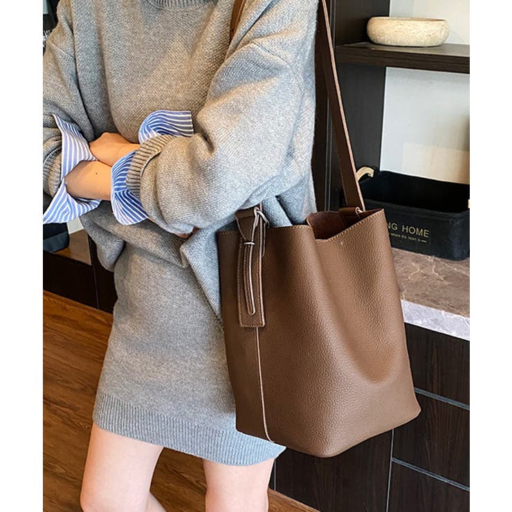 ダークブラウン | 大容量トートバッグ ミニポーチ付き 上品 | Miniministore