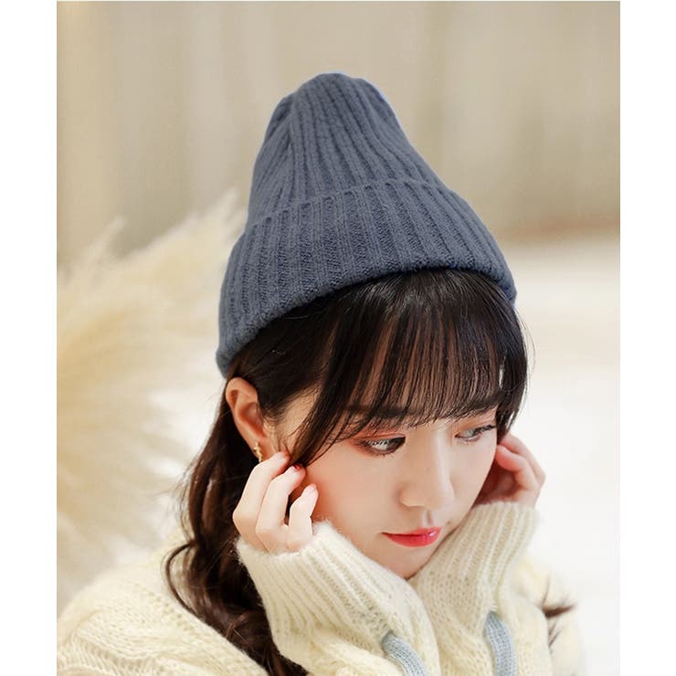 ブルー | リブニット帽秋冬 シンプルニットビーニー | SUNSHINE CLOSET