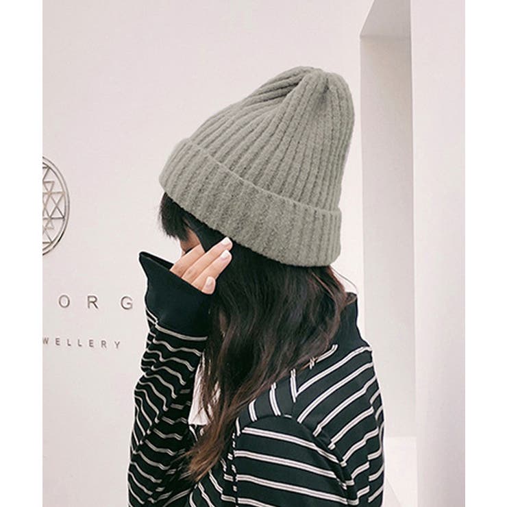 グレー | リブニット帽秋冬 シンプルニットビーニー | SUNSHINE CLOSET