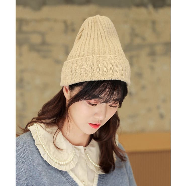 アイボリー | リブニット帽秋冬 シンプルニットビーニー | SUNSHINE CLOSET