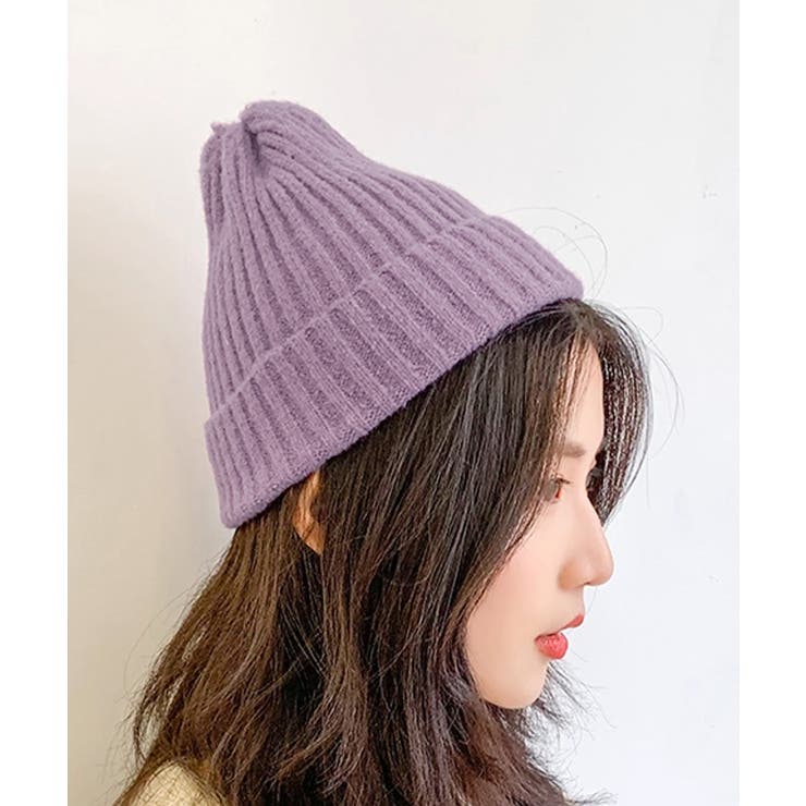ラベンダー | リブニット帽秋冬 シンプルニットビーニー | SUNSHINE CLOSET