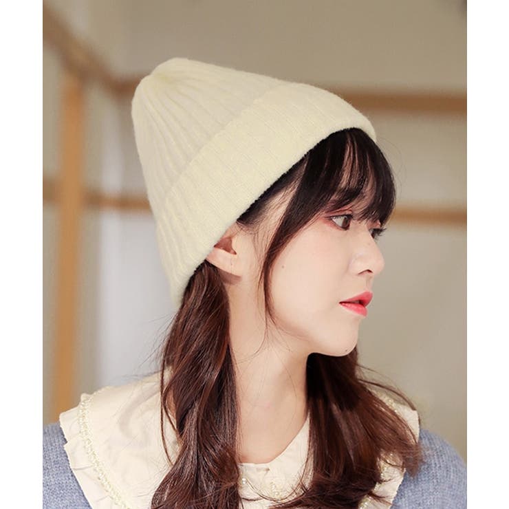 オフホワイト | リブニット帽秋冬 シンプルニットビーニー | SUNSHINE CLOSET