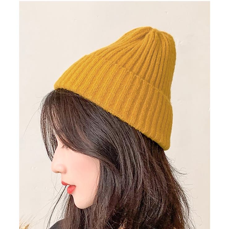 イエロー | リブニット帽秋冬 シンプルニットビーニー | SUNSHINE CLOSET
