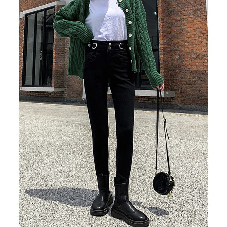 ブラック | デニムパンツ ハイウエストタイトジーパン | Miniministore