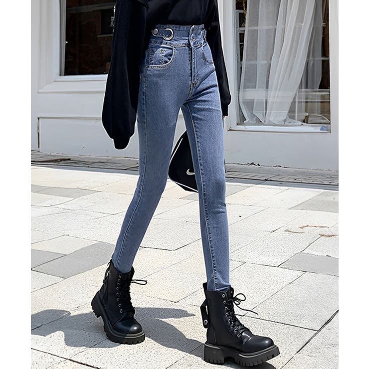 ダークブルー | デニムパンツ ハイウエストタイトジーパン | Miniministore