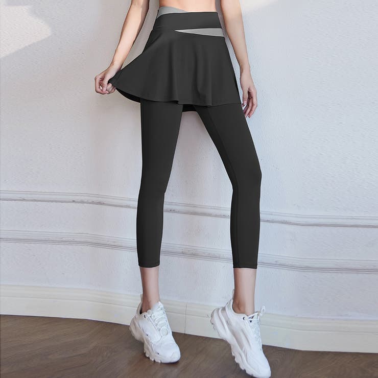 一体型 ヨガパンツ スカート付きレギンス[品番：II000010136  