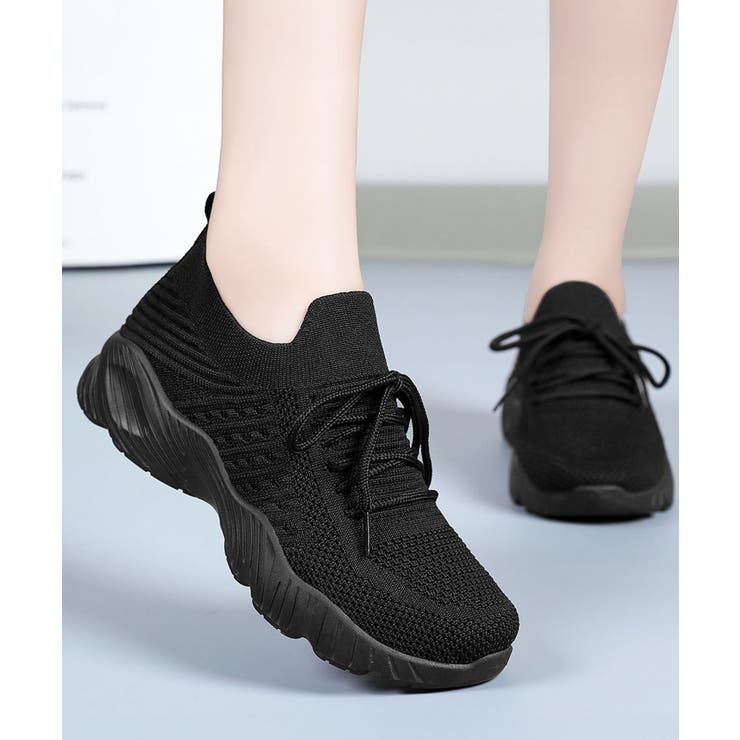 ブラック | レディースコンフォートシューズ 疲れにくい靴 軽量スポーツシューズ美脚脚長 | SUNSHINE CLOSET