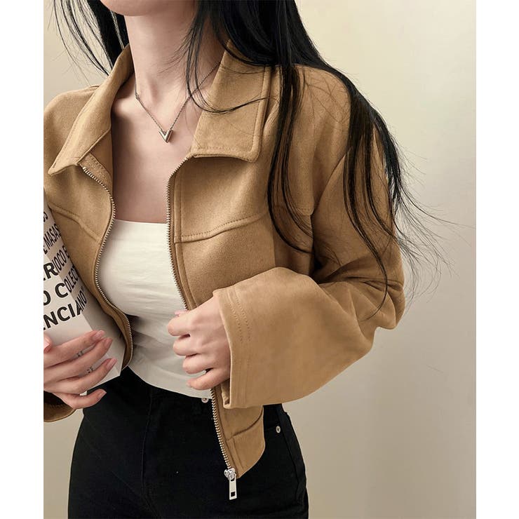 キャメル | ヴィンテージライク ジップアップジャケットレディース短丈ライトアウター大人カジュ… | SUNSHINE CLOSET