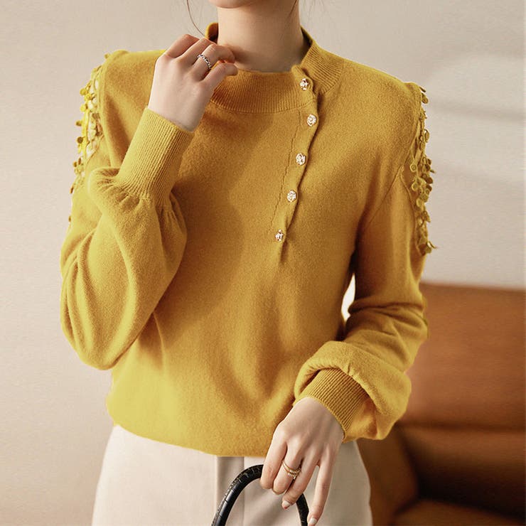 イエロー | ニットトップス レディース 韓国ニット秋 | Miniministore