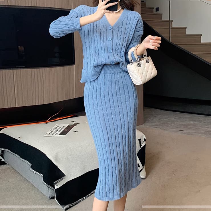 ケーブルニットセットアップレディース秋冬[品番：AGCW0005056  