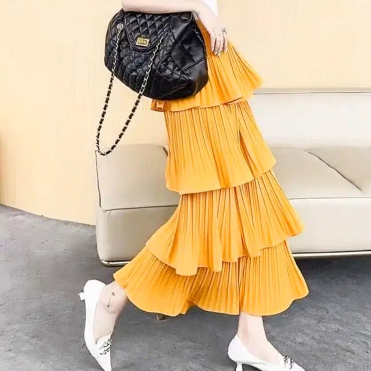 イエロー | ティアードスカート プリーツ 韓国 春夏 | SUNSHINE CLOSET