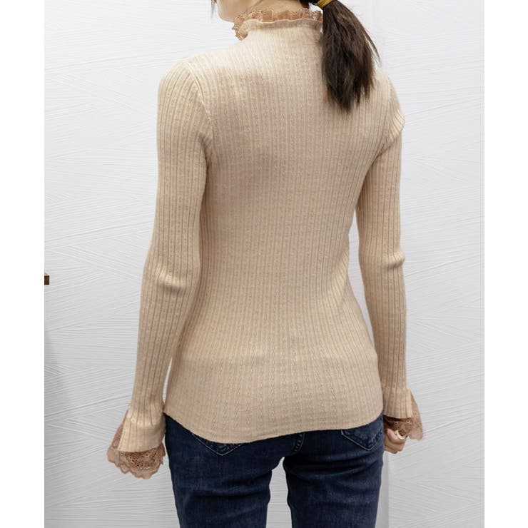 フリルニットトップス プチハイネック無地 | Miniministore | 詳細画像12 