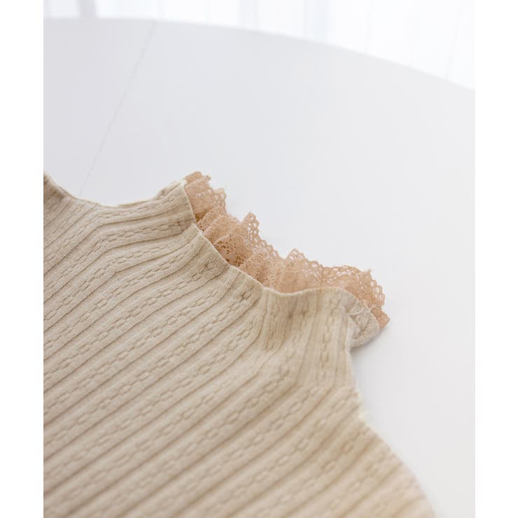 フリルニットトップス プチハイネック無地 | Miniministore | 詳細画像15 