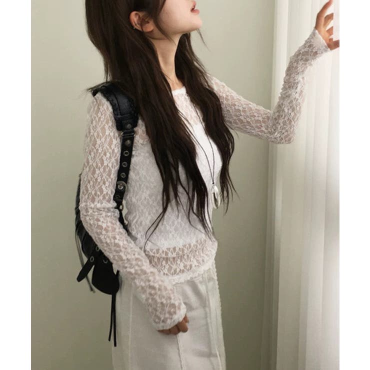 シアーレーストップス 長袖レースインナー | Miniministore | 詳細画像5 