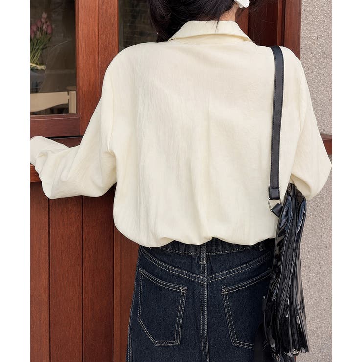 レースストール付きクレープシャツ 韓国風 | Miniministore | 詳細画像5 