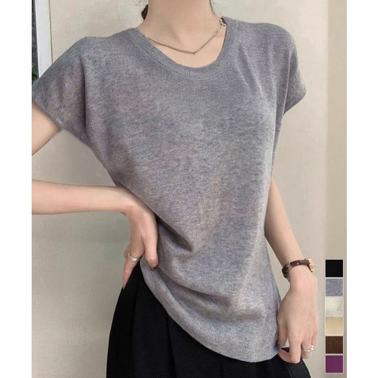 ニットTシャツ レディース 韓国風 夏服 | Miniministore | 詳細画像1 