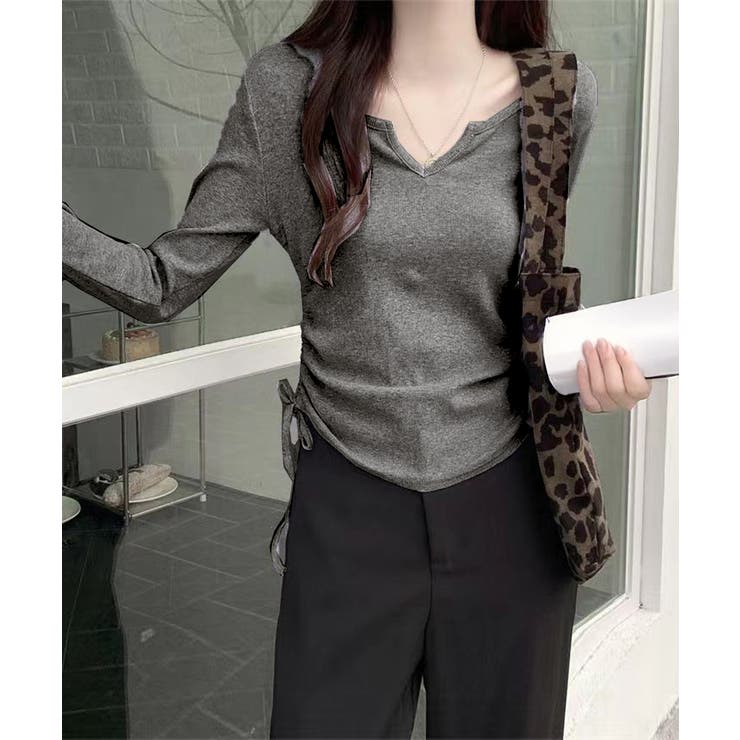 サイドドローストリングTシャツキーネック | Miniministore | 詳細画像10 