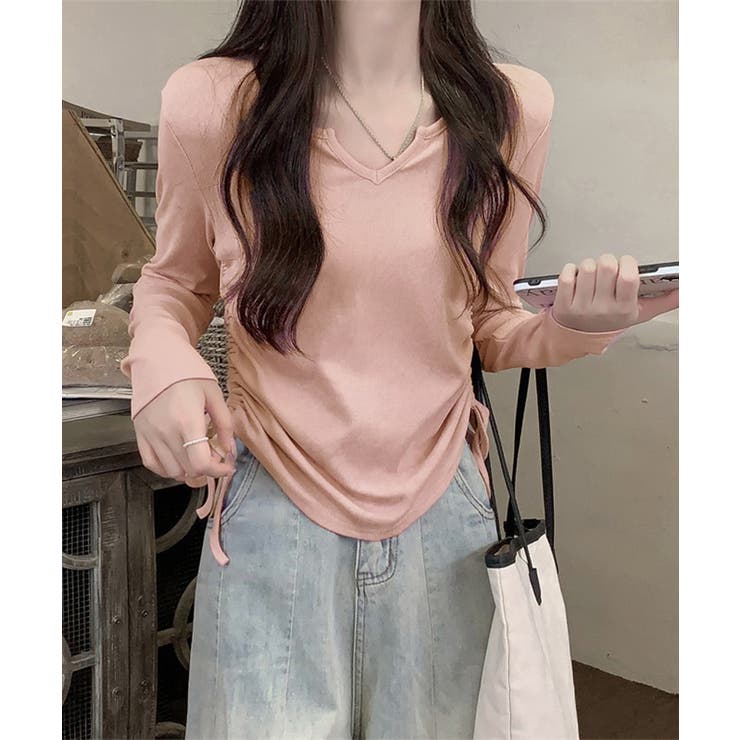 サイドドローストリングTシャツキーネック | Miniministore | 詳細画像14 