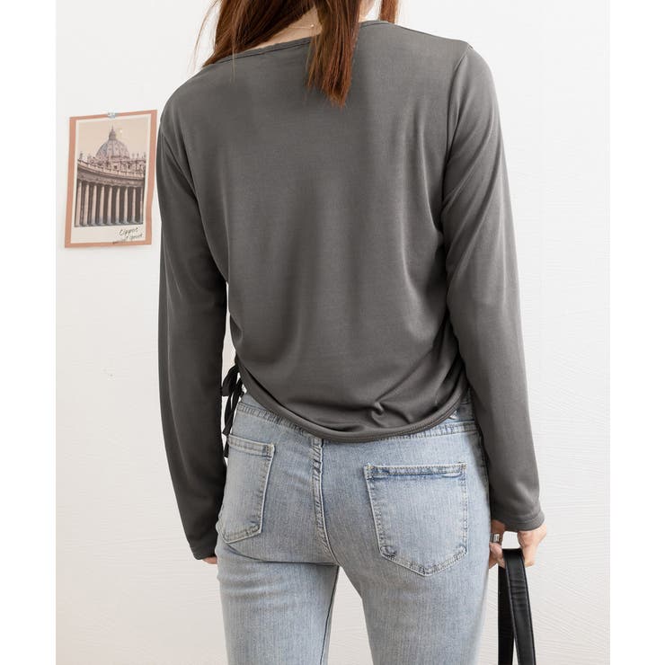 サイドドローストリングTシャツキーネック | Miniministore | 詳細画像21 