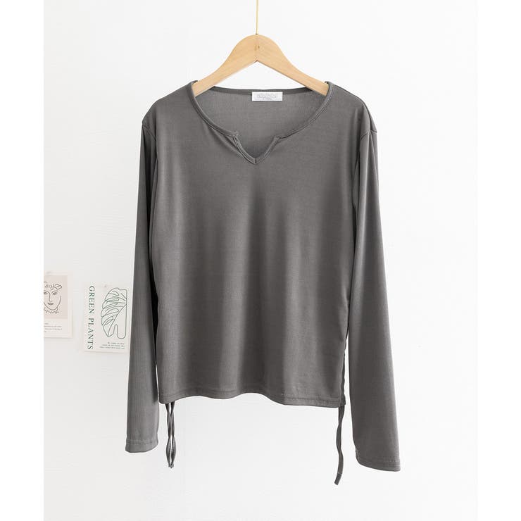 サイドドローストリングTシャツキーネック | Miniministore | 詳細画像22 