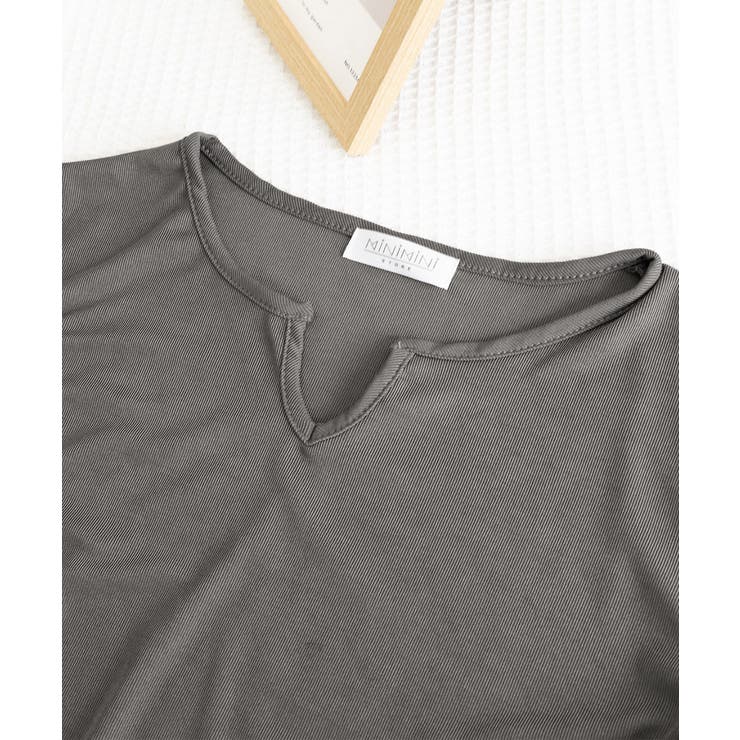 サイドドローストリングTシャツキーネック | Miniministore | 詳細画像24 