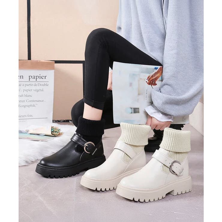 ニットブーツ レディース ソックスブーツ[品番：II000011923