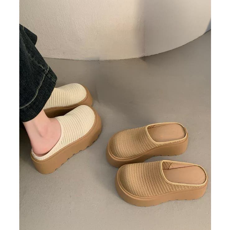 厚底サボサンダル ニットメッシュミュール | Miniministore | 詳細画像1 
