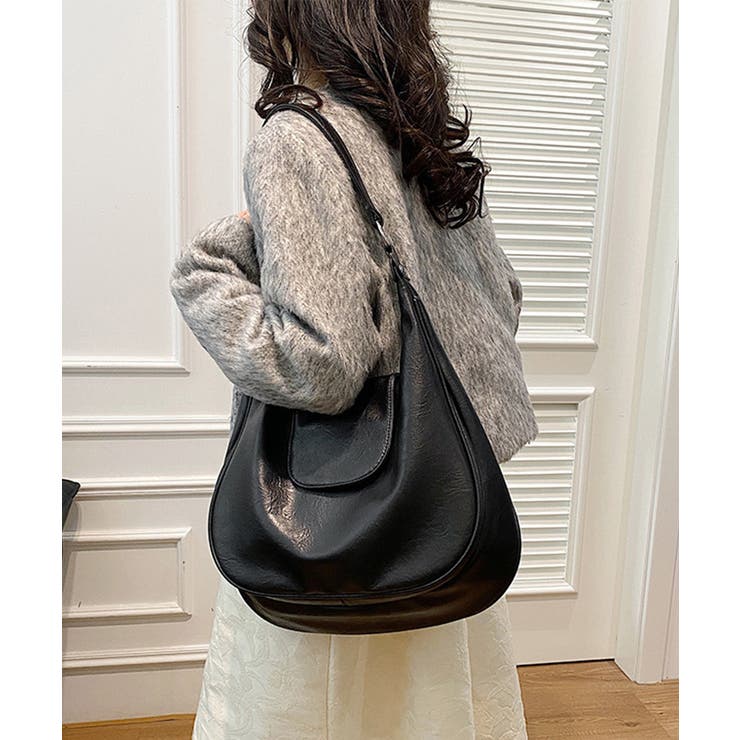 ホーボーバッグ黒フラップショルダーバッグ | Miniministore | 詳細画像12 