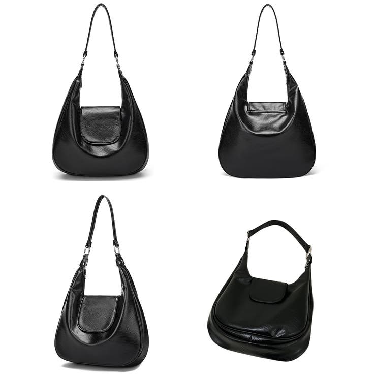 ホーボーバッグ黒フラップショルダーバッグ | Miniministore | 詳細画像21 