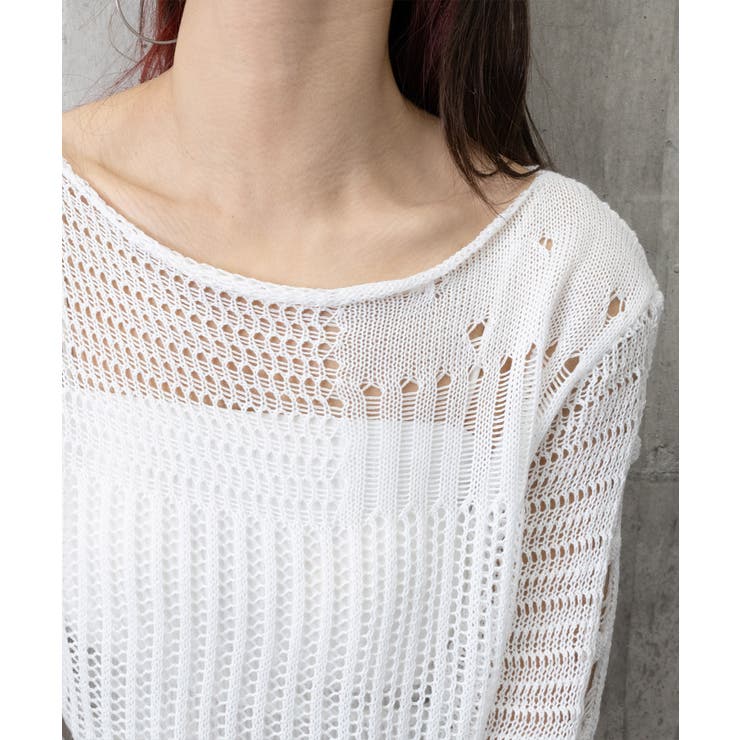 ダメージニットトップス 透かし編みニット | Miniministore | 詳細画像22 