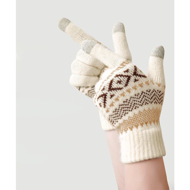 スマホ対応ジャガード手袋 ノルディック柄 | Miniministore | 詳細画像7 