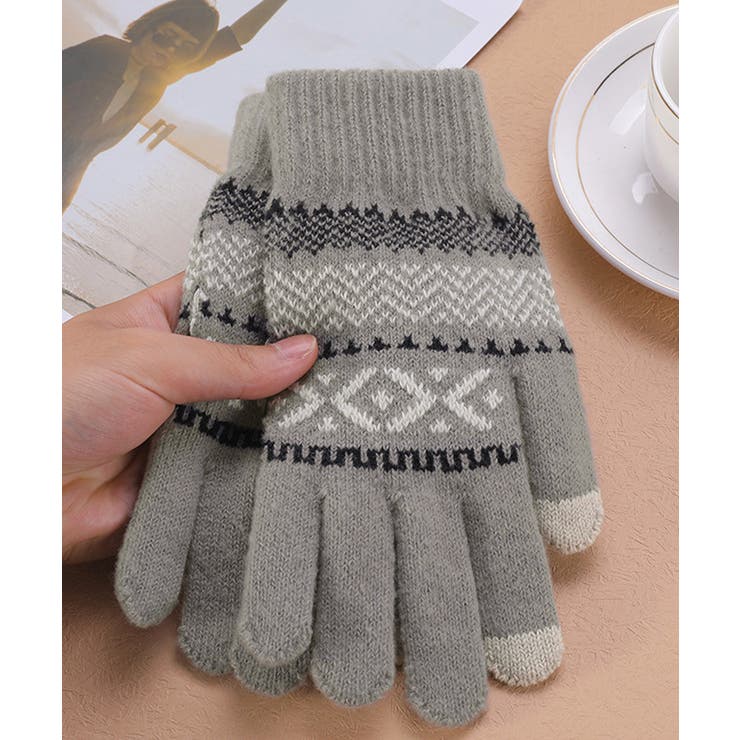 スマホ対応ジャガード手袋 ノルディック柄 | Miniministore | 詳細画像9 