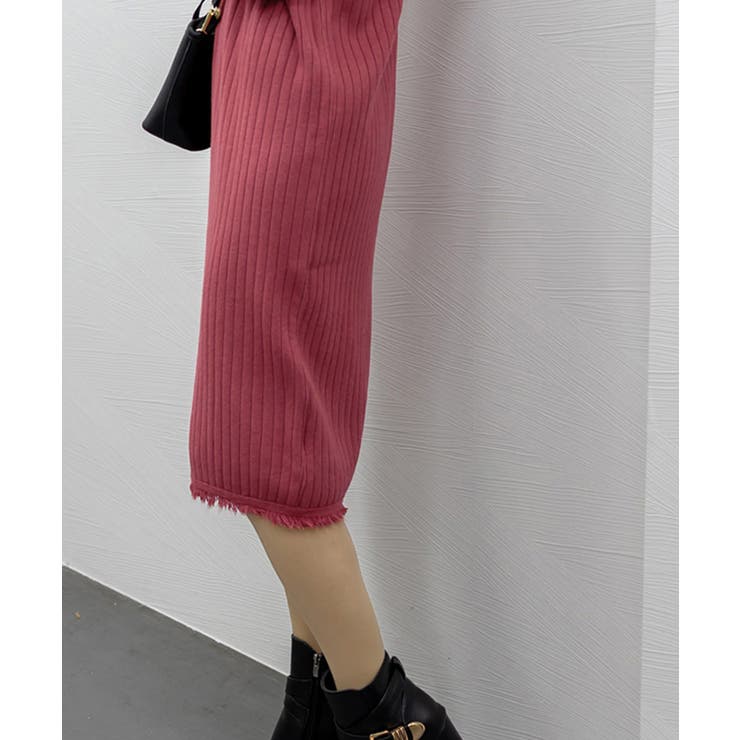 裾フリンジ付き リブニットワンピース秋冬 | Miniministore | 詳細画像16 