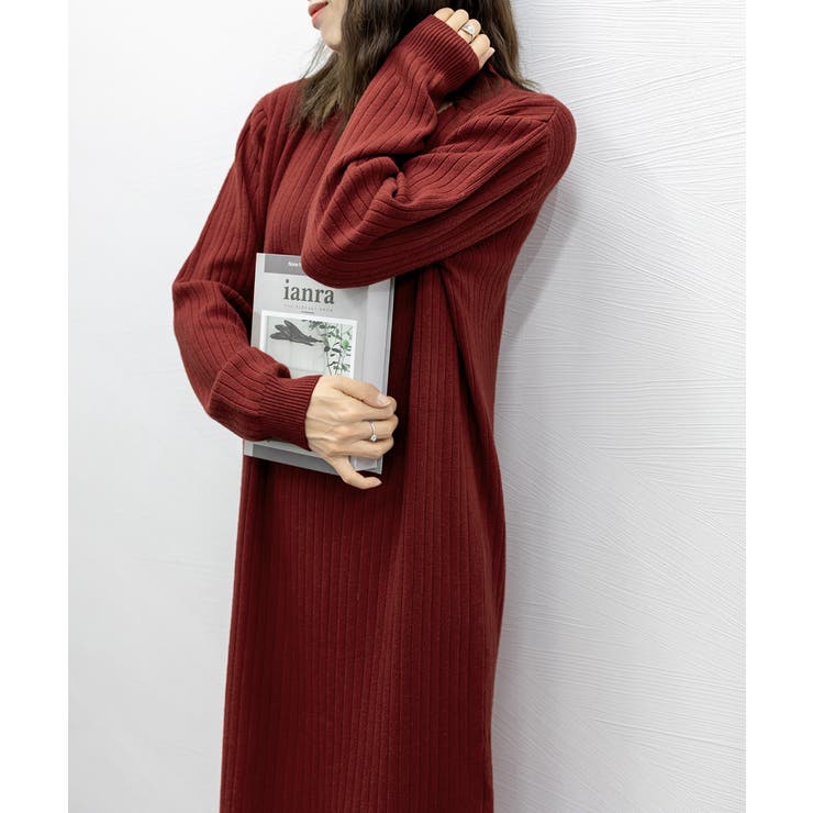 リブニットワンピース ロング丈 vネック | Miniministore | 詳細画像10 