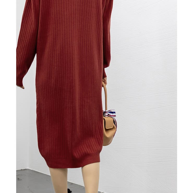 リブニットワンピース ロング丈 vネック | Miniministore | 詳細画像12 