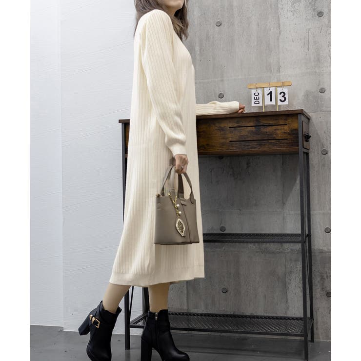 リブニットワンピース ロング丈 vネック | Miniministore | 詳細画像7 
