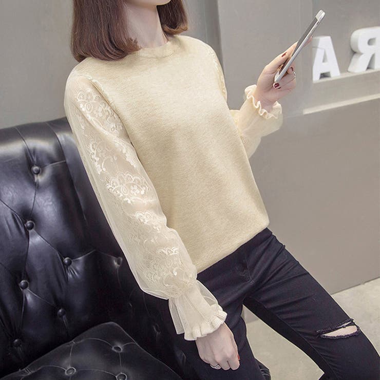 チュール袖ニットトップス レディース韓国 | Miniministore | 詳細画像11 