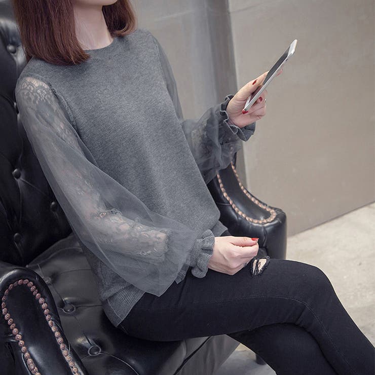 チュール袖ニットトップス レディース韓国 | Miniministore | 詳細画像12 