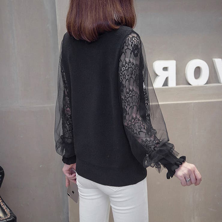 チュール袖ニットトップス レディース韓国 | Miniministore | 詳細画像3 