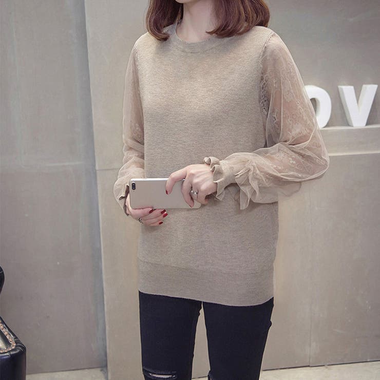 チュール袖ニットトップス レディース韓国 | Miniministore | 詳細画像9 