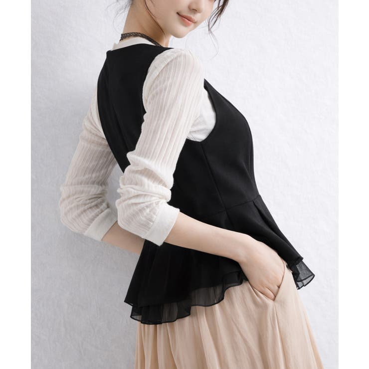 Vネックペプラムジレベスト シフォン切替 | Miniministore | 詳細画像3 