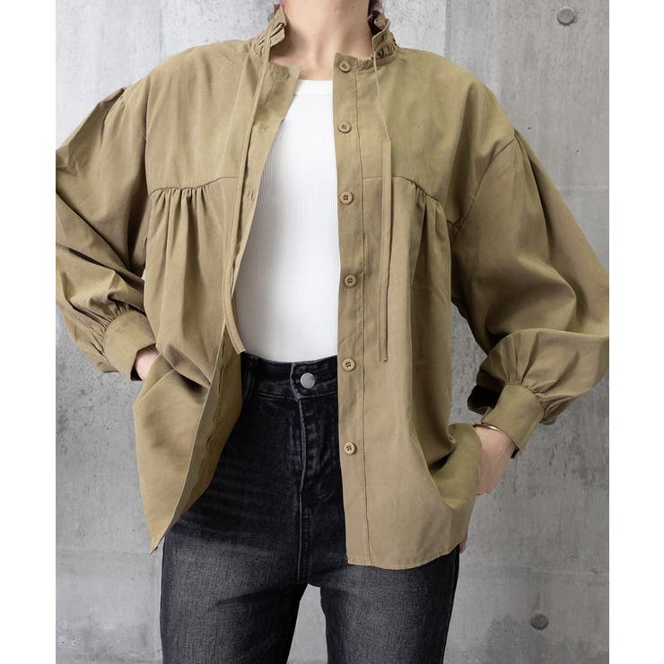 フリル衿ブラウス 長袖タックシャツ韓国風 | Miniministore | 詳細画像17 