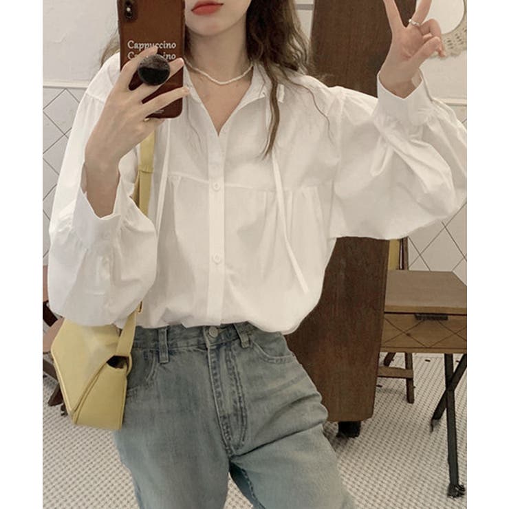 フリル衿ブラウス 長袖タックシャツ韓国風 | Miniministore | 詳細画像2 