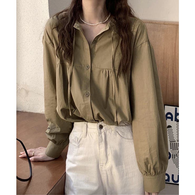 フリル衿ブラウス 長袖タックシャツ韓国風 | Miniministore | 詳細画像4 