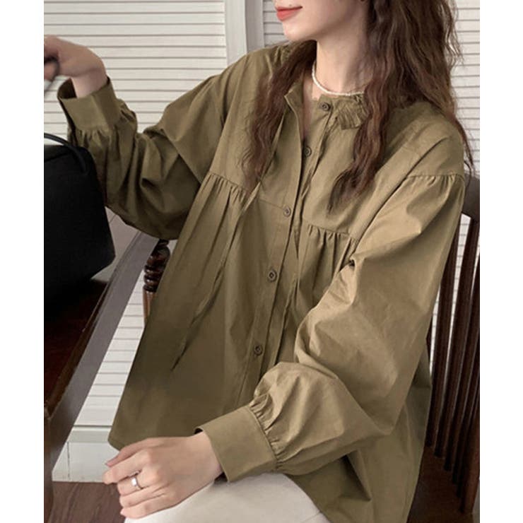 フリル衿ブラウス 長袖タックシャツ韓国風 | Miniministore | 詳細画像7 