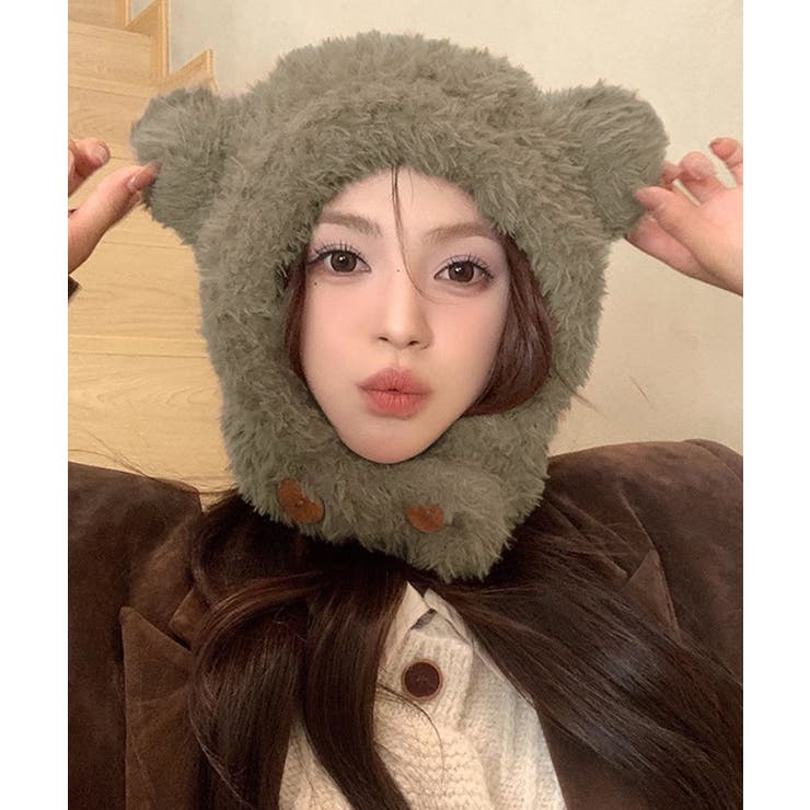 くま耳帽子韓国風ニットキャップファー帽子 | Miniministore | 詳細画像11 