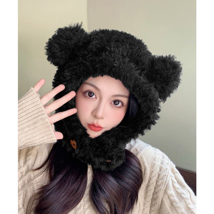くま耳帽子韓国風ニットキャップファー帽子 | Miniministore | 詳細画像2 