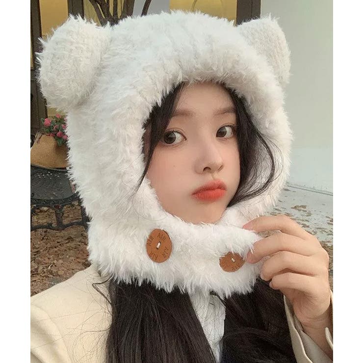 くま耳帽子韓国風ニットキャップファー帽子 | Miniministore | 詳細画像5 