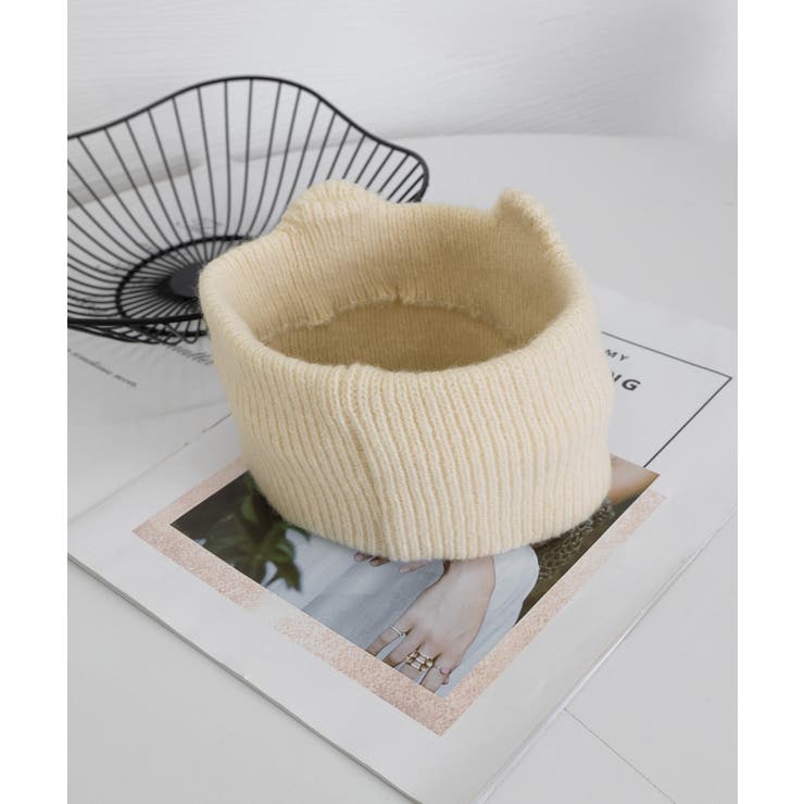 猫耳リブニットヘアバンド 幅広い 髪留め | Miniministore | 詳細画像19 