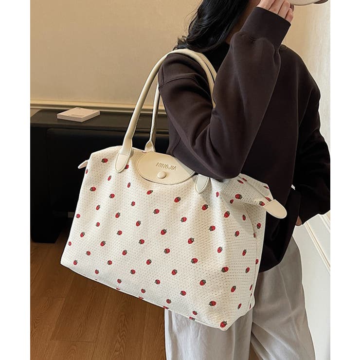 いちご柄ボストンバッグ軽量トラベルバッグ | Miniministore | 詳細画像2 